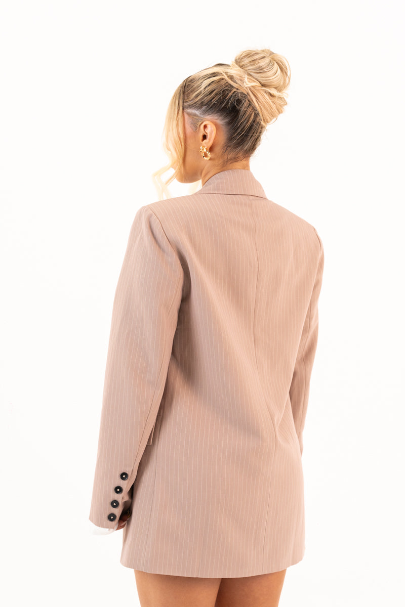 Classic Pinstripe Blazer & Skirt Set