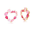 Blush Orbit Hoops with heart shape and cascading pink crystals