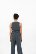 Back view of grey Chic Tailored Vest Set