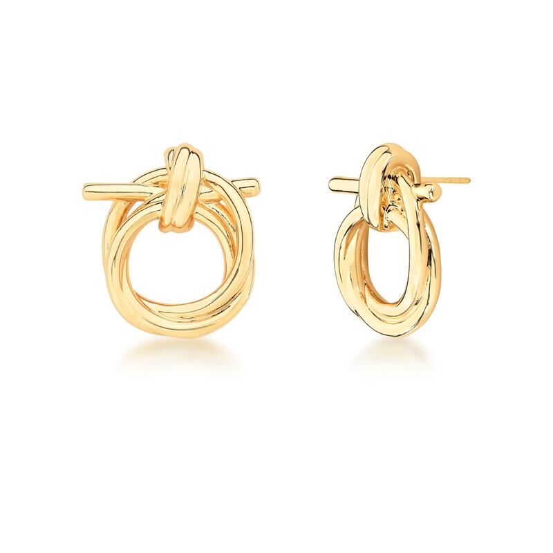 Gilded Knot Stud Earrings in smooth gold finish