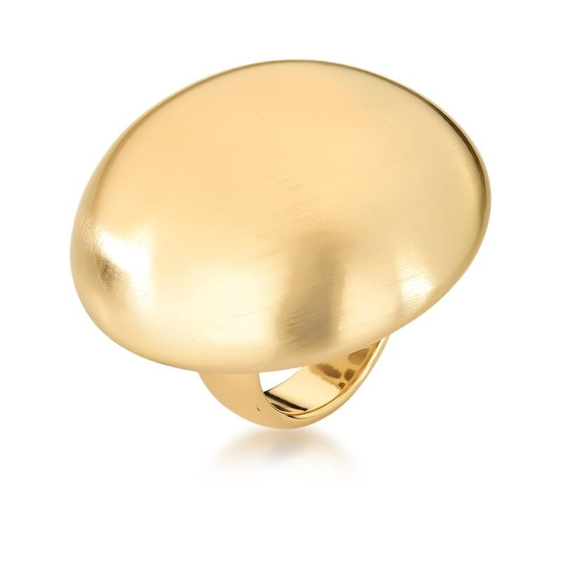 Halo Satin Ring with round gold satin finish