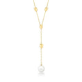 Knot Pearl Necklace with gold mesh knots and pearl drop
