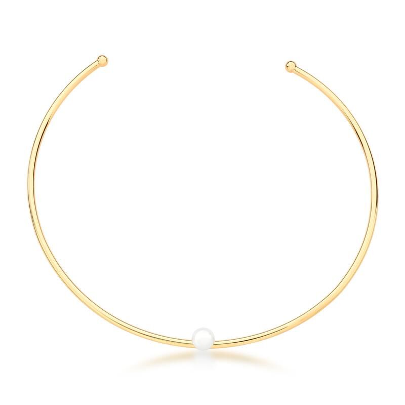 Pearl Shell Choker with gold ring and shell accents