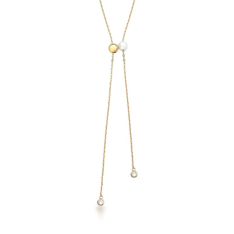 Adjustable gold-plated necklace with shell pearl detail