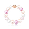 Bracelet with oval pearls in four tones and rose gold magnetic clasp