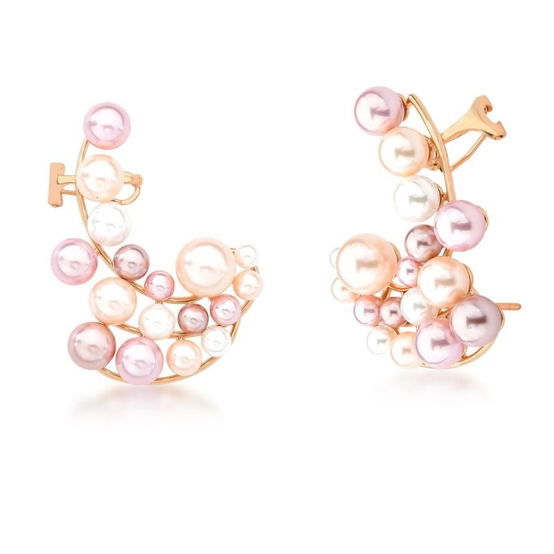 Rose gold ear cuff with four-tone shell pearls