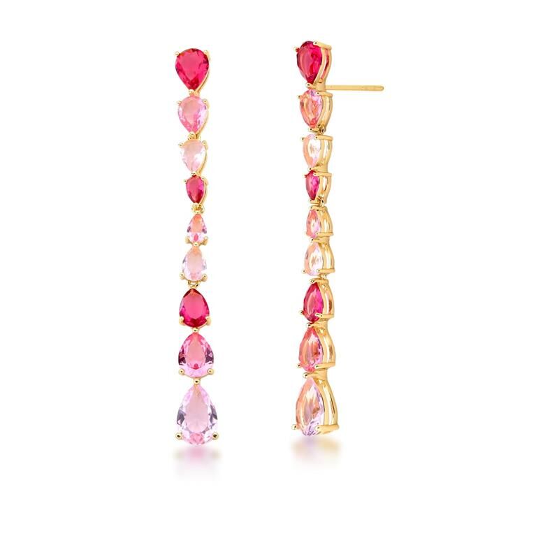 Rose Pendulum Drop Earrings with cascading gradient crystals