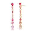 Rose Pendulum Drop Earrings with cascading gradient crystals