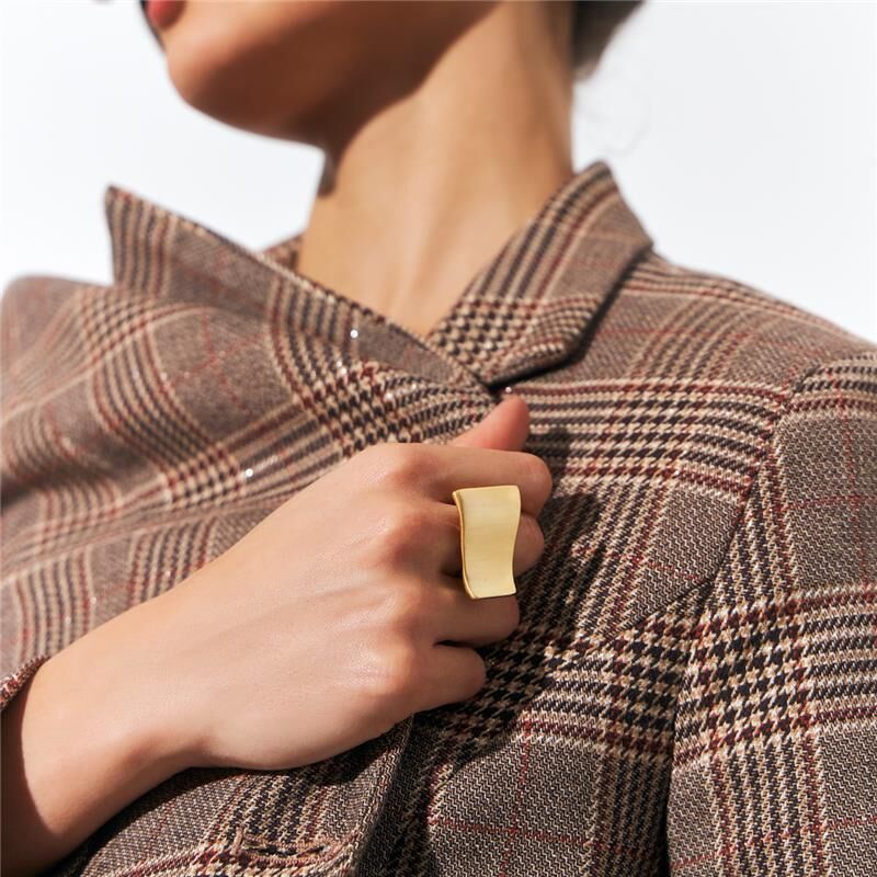 Satin Bar Ring worn on hand, close-up