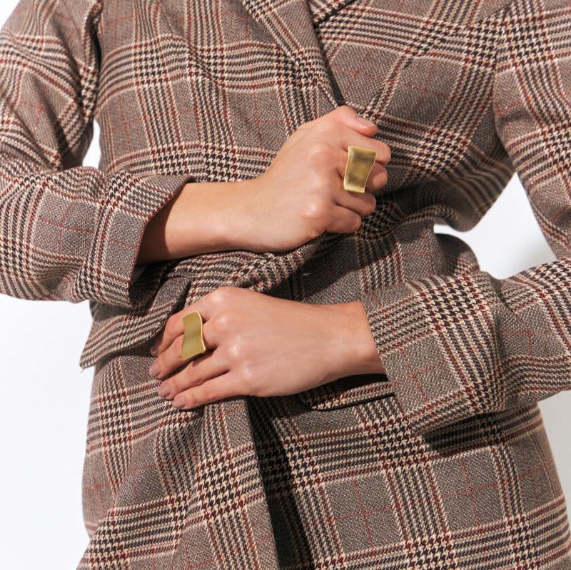 Satin Bar Ring styled with blazer