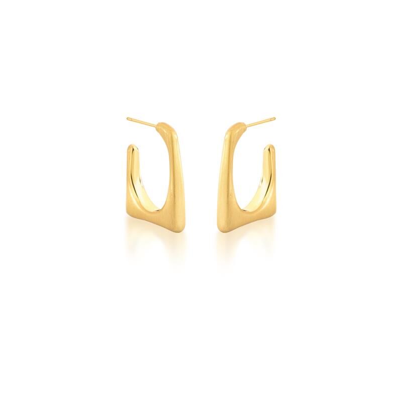 Satin Square Half Stud Earrings with gold finish