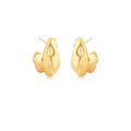 Gold satin twist half hoop earrings with textured finish