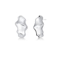 Sculptural silver satin-finish curved hoop earrings