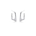 Sculpted square half hoop earrings with satin silver finish