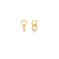 Gold Solar Drop Stud Earrings with round pendulum and zirconia