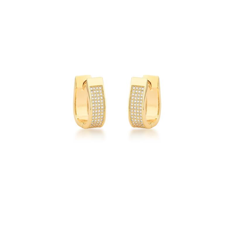 Gold Stella Spark Hoops with four rows of zirconias